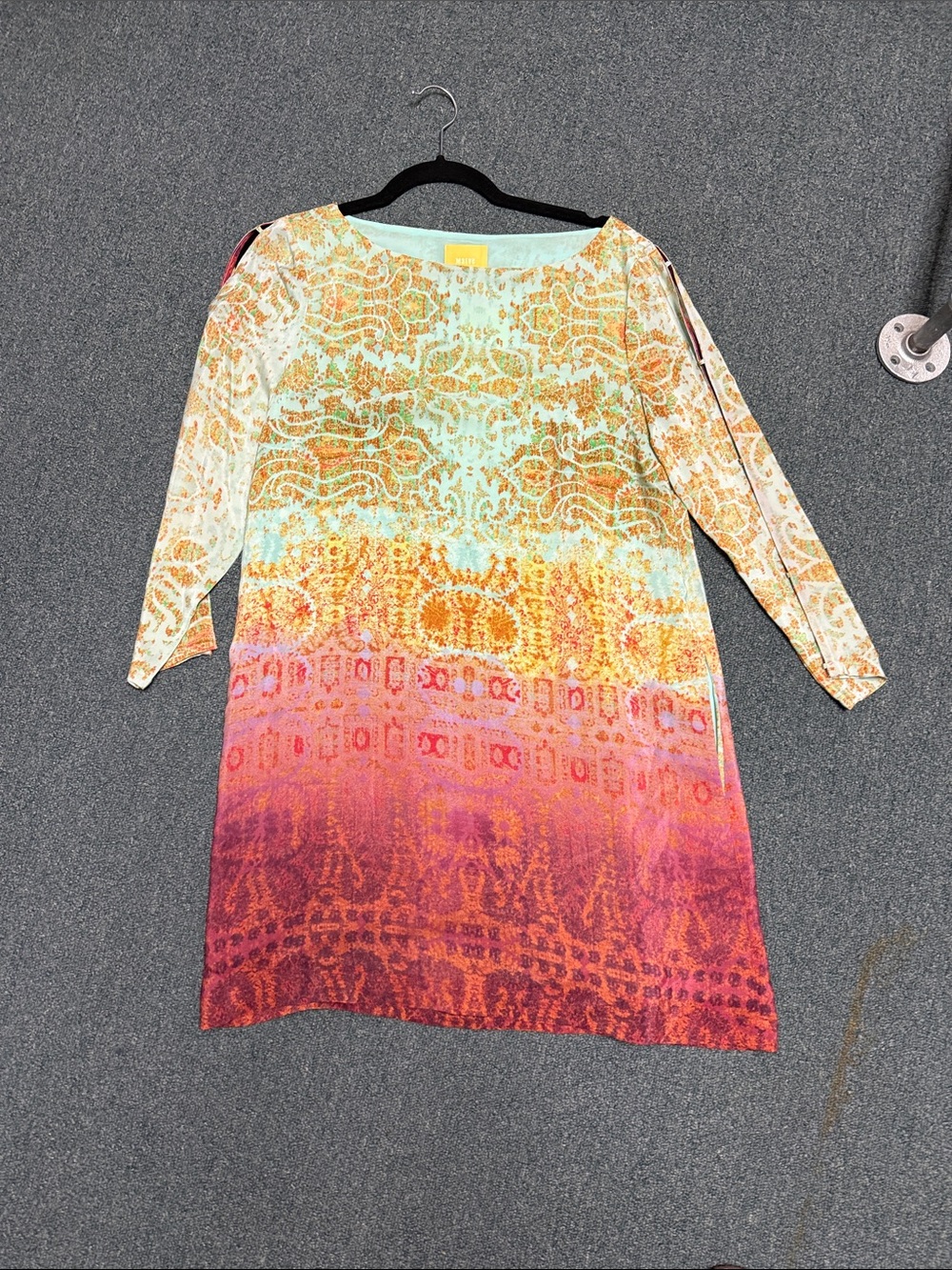 Maeve Multicolor Ombre Mosaic Long-Sleeve Shift Dress